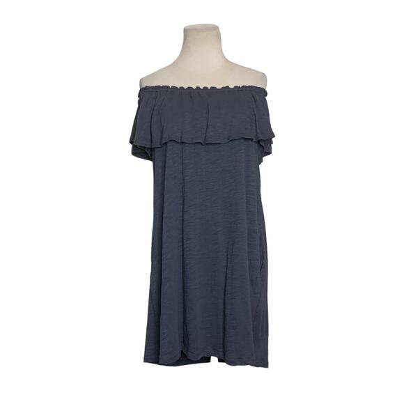 Drew Smokey Gray Off Shoulder Mini Shift Dress Size M - Picture 11 of 11